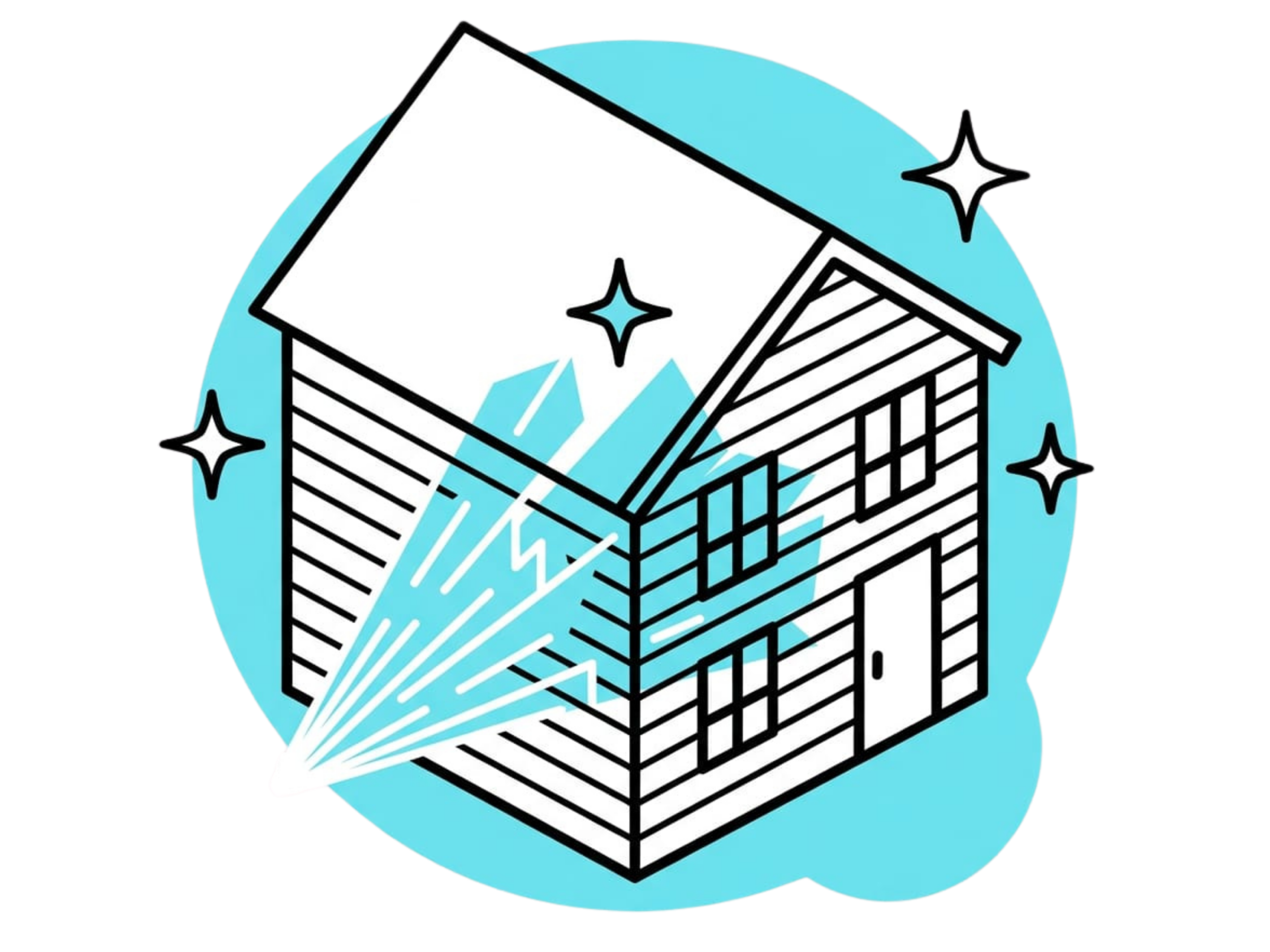 Exterior whole house washing and soft washing services icon in Oakland & East Bay California, United States Of America.